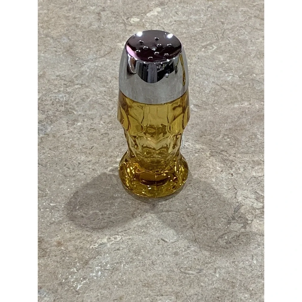 Vintage Viking Georgian Glass Amber Honeycomb Salt And Pepper Shaker Set